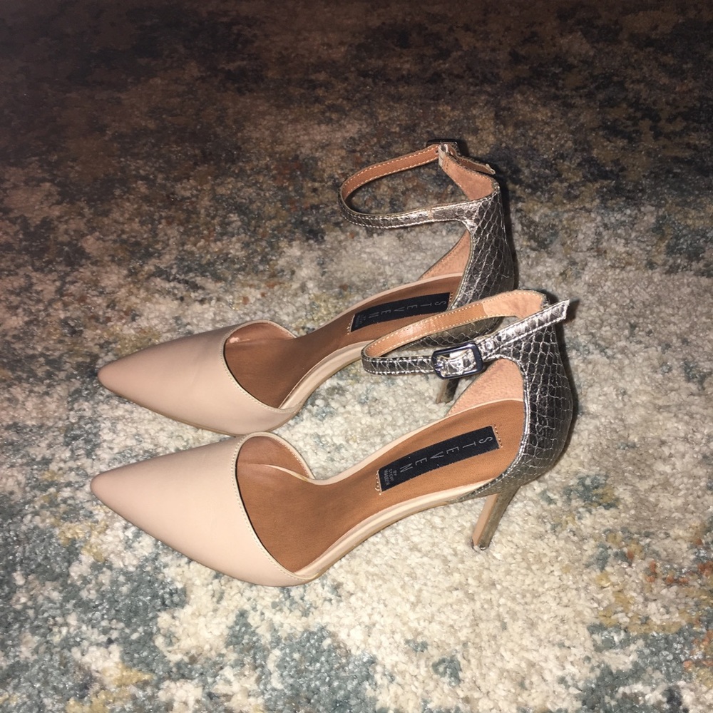 Beige and Silver Stilettos